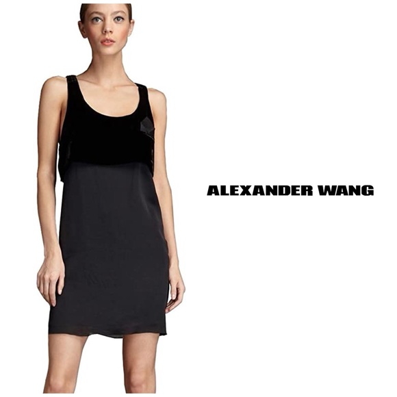 Alexander Wang Velvet Trim Silk Mini Dress - Picture 5 of 9